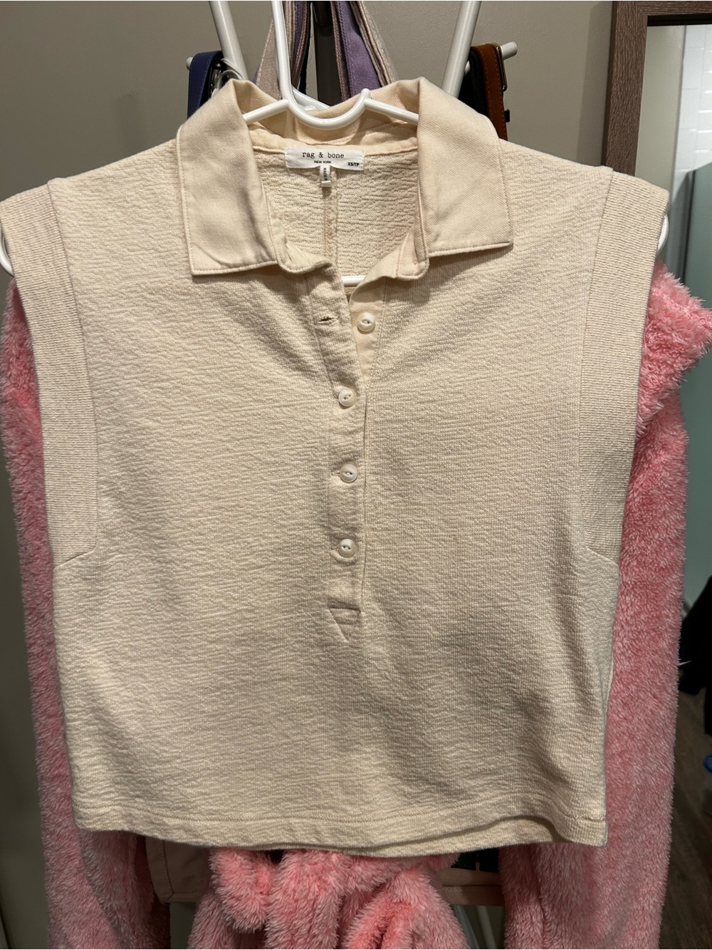 rag & bone McKenna Cream Sleeveless Polo Top